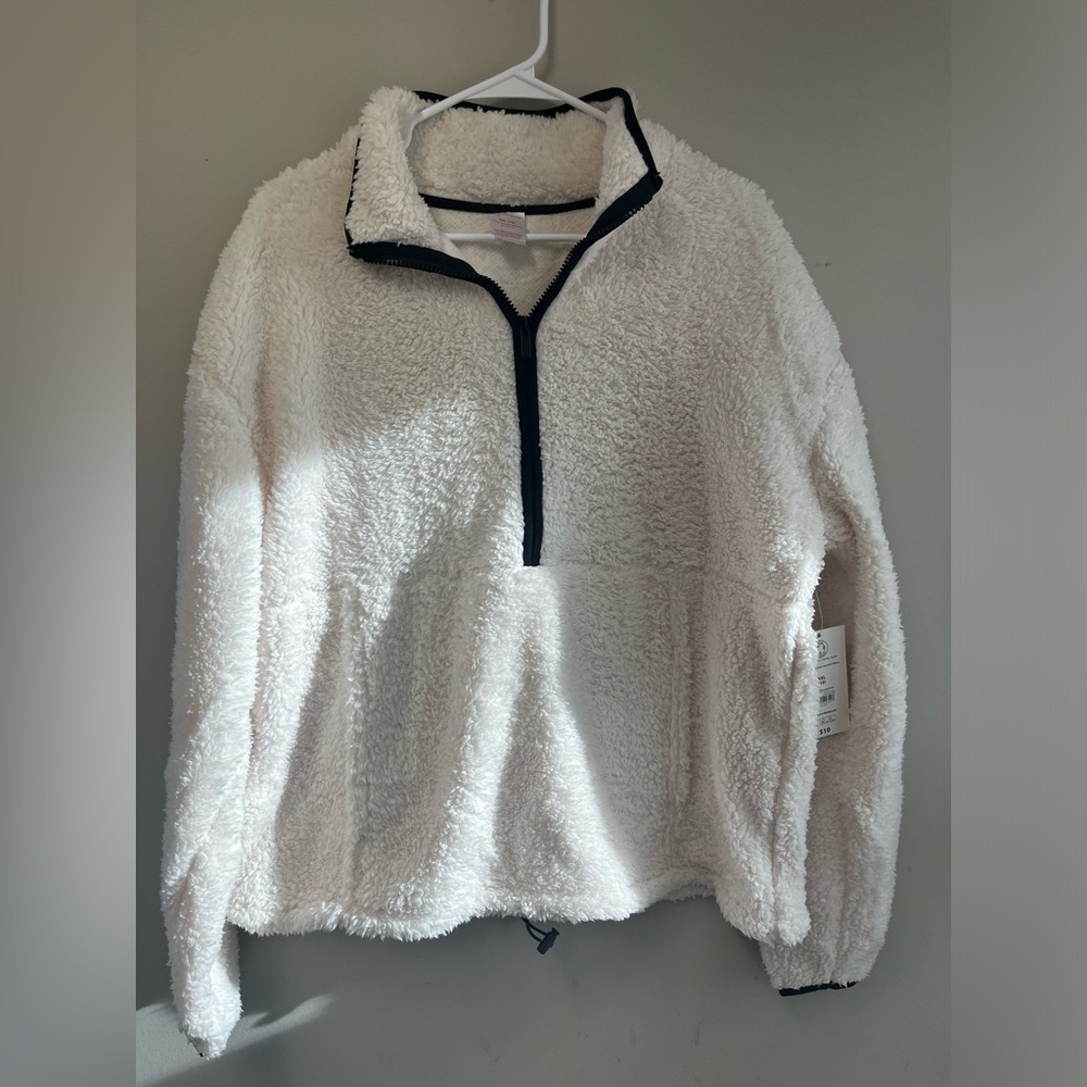 Womens No Boundaries White Fleece Zip Up